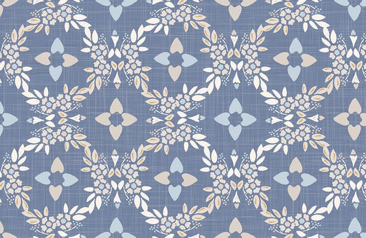 Blue Flower Pattern Custom Wallpaper Design Art