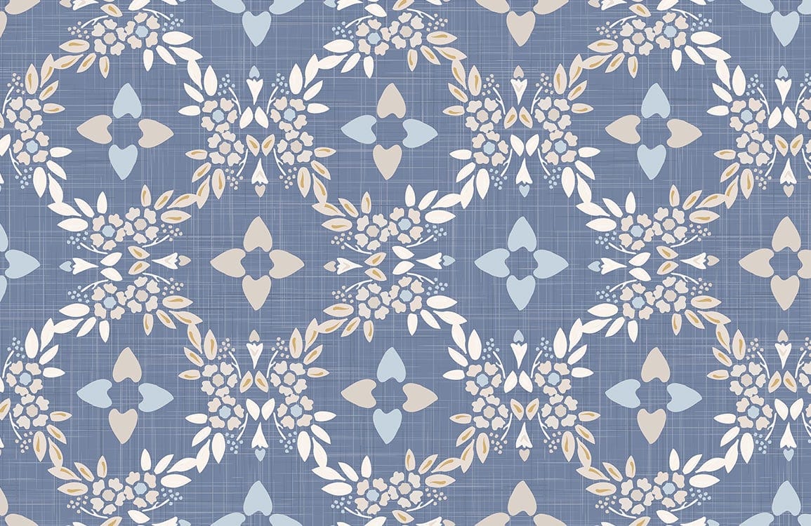 Blue Flower Pattern Custom Wallpaper Design Art