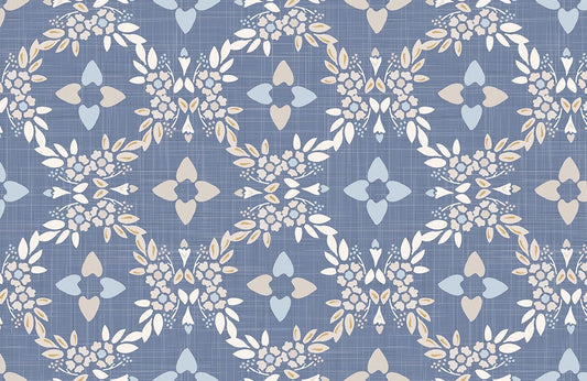 Blue Flower Pattern Custom Wallpaper Design Art