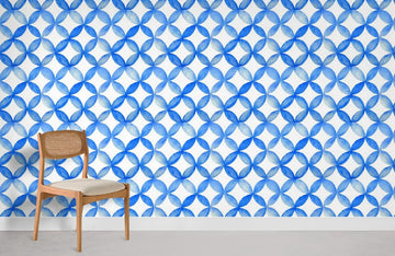 Watercolor Blue Geometric Pattern Mural Wallpaper