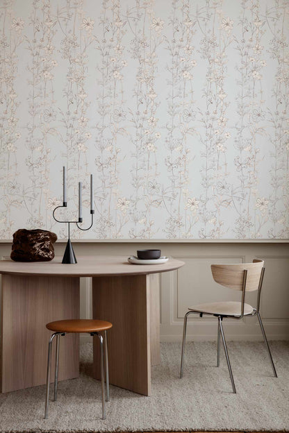 Blue Line Flower Wallpaper Mural Decoration Art