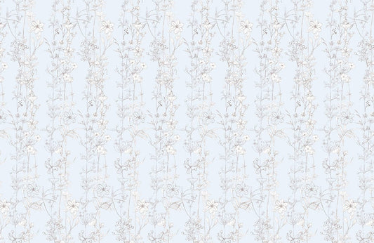 Blue Line Flower Custom Wallpaper Mural