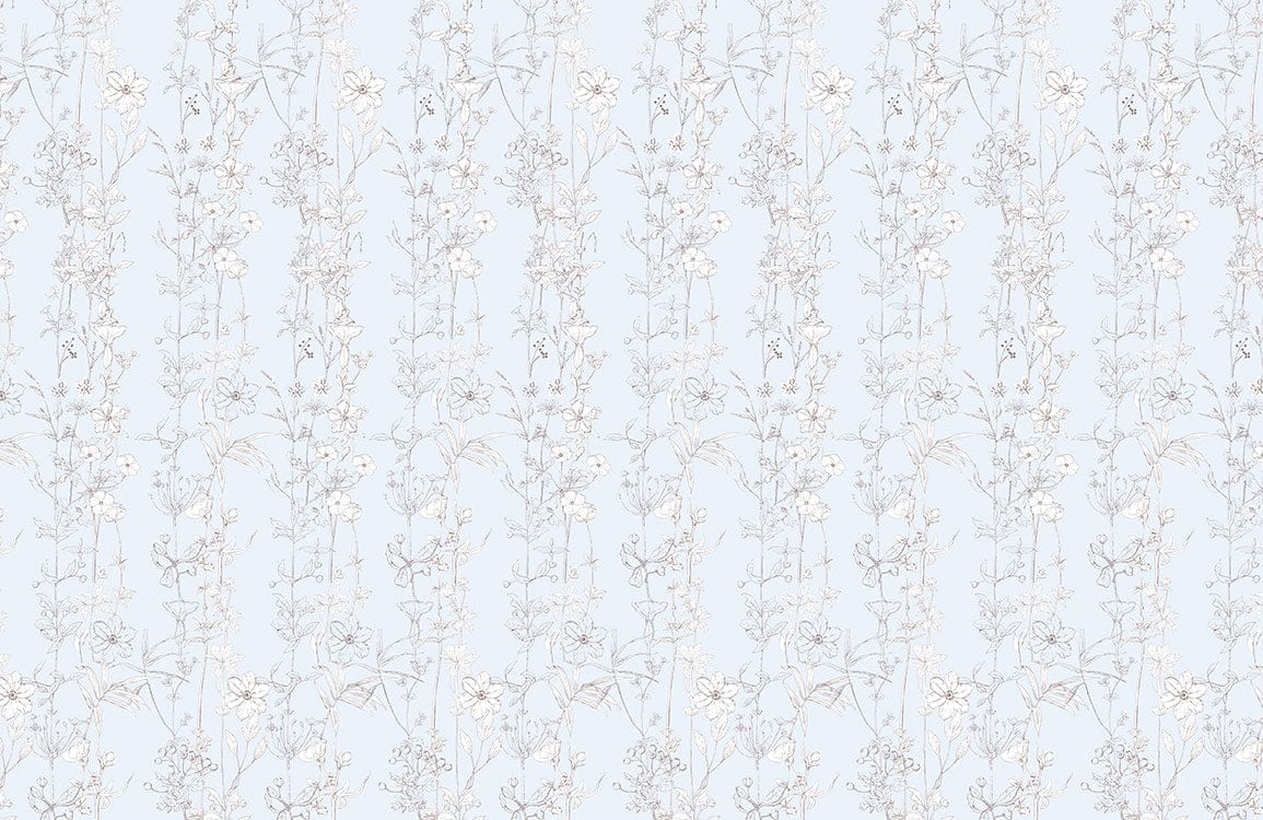 Blue Line Flower Custom Wallpaper Mural