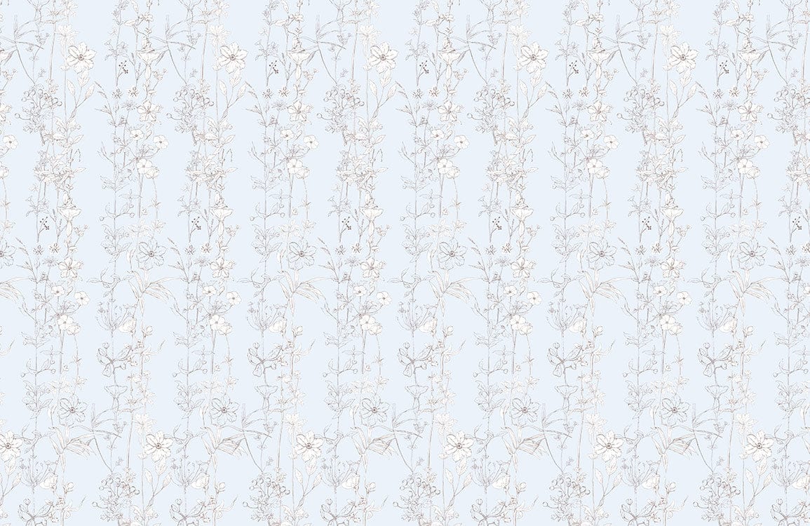 Elegante Silberne Botanische Wandtapete