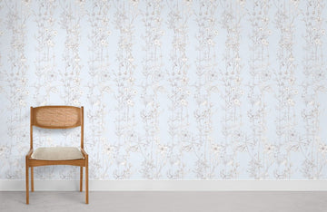 Elegante Silberne Botanische Wandtapete