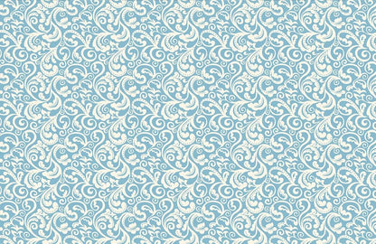 Elegant Blue White Paisley Mural Wallpaper