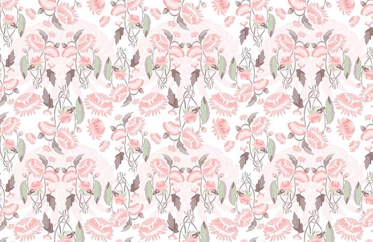 Fresh Pink Floral Wallpaper Home Decor