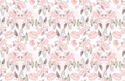 Fresh Pink Floral Wallpaper Home Decor