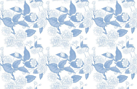 Blue Floral Pattern Fresh Wallpaper Home Decor