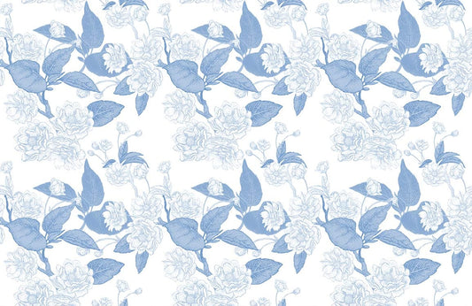 Blue Floral Pattern Fresh Wallpaper Home Decor