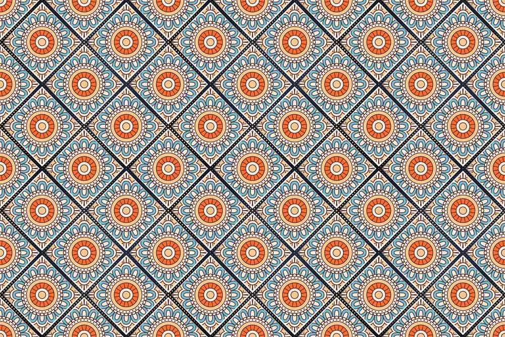 mosaic of orange and blue flower vectors and illusions