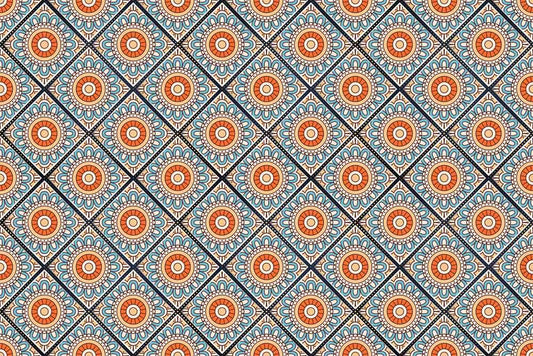 mosaic of orange and blue flower vectors and illusions
