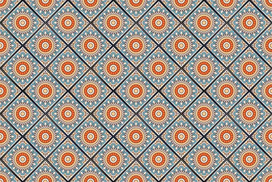 mosaic of orange and blue flower vectors and illusions