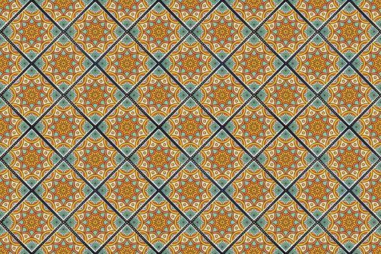 mural of yellow and green flowers with illusions and vectors