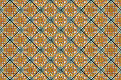 mural of yellow and green flowers with illusions and vectors