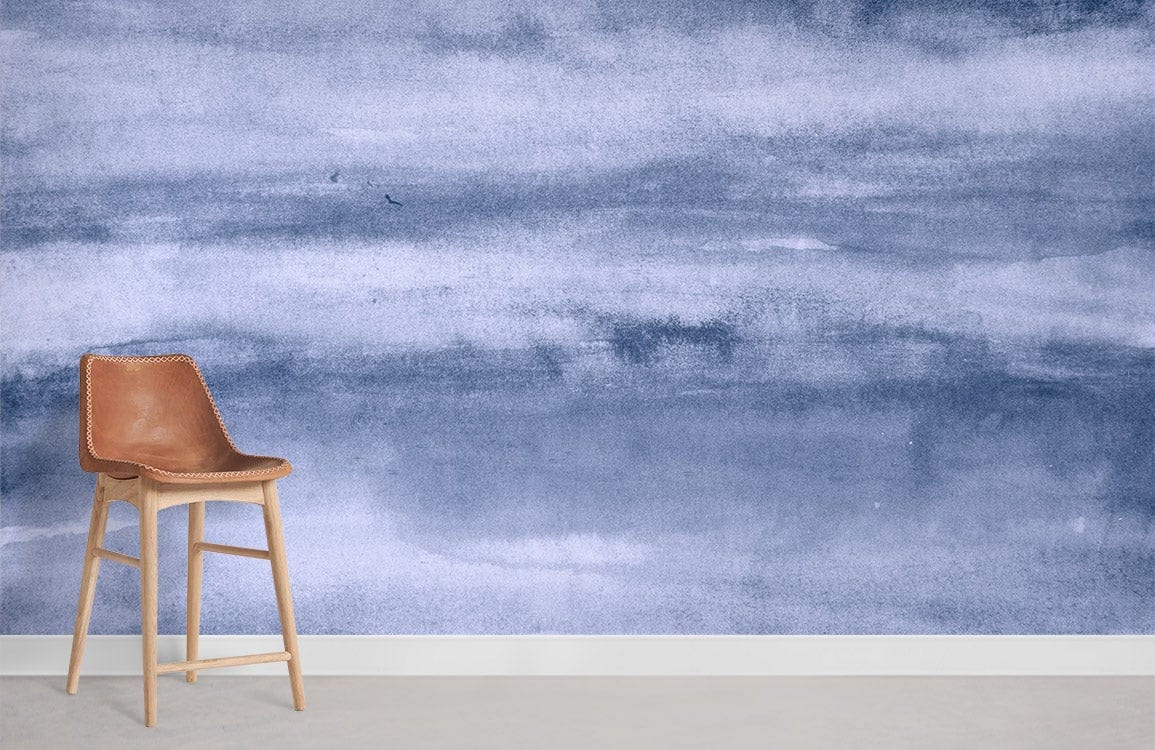 Blue Mottled Gradient Ombre Wallpaper Room