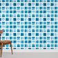 Ombre Tile Blue Pattern Wallpaper Mural