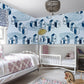 Wallpaper mural with blue group houses, perfect for use as bedroom decor.