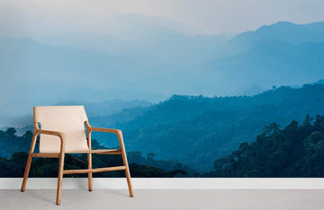 Serene Blue Mountain Range Wall Mural Wallpaper