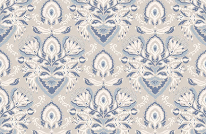 Blue Floral Pattern Mural Wallpaper Home Decor