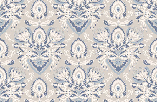 Blue Floral Pattern Mural Wallpaper Home Decor