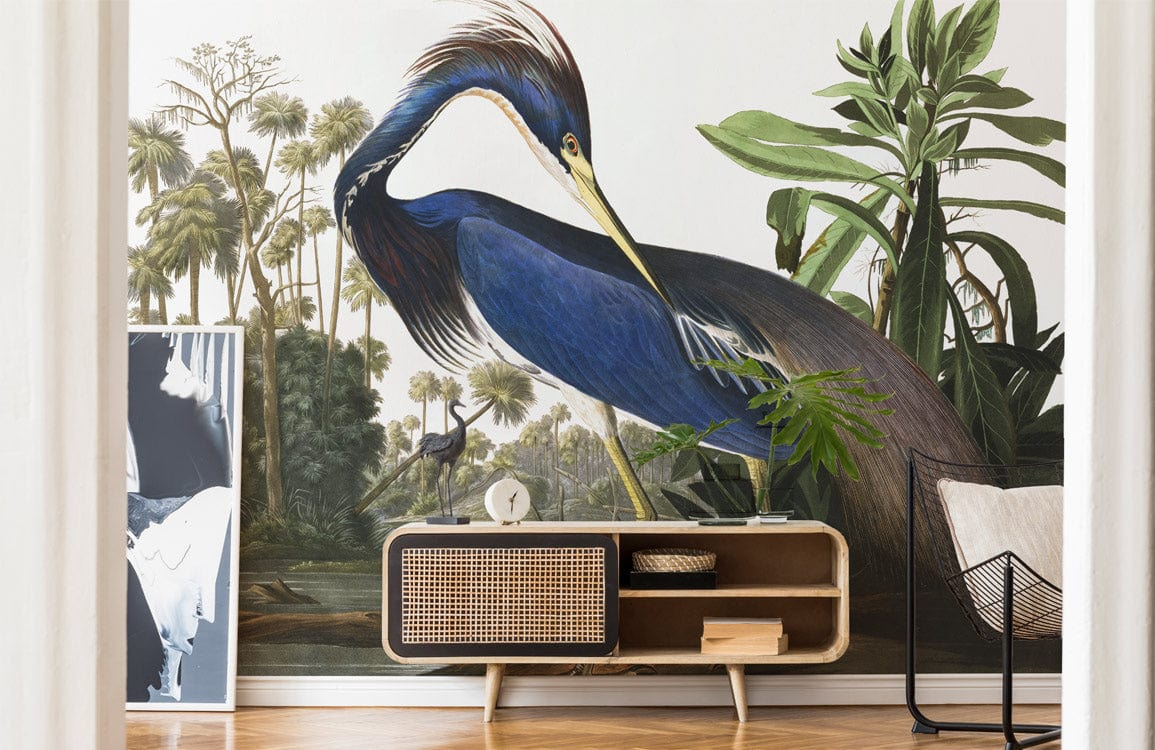 Tropical Bird Jungle Scene Mural Wallpaper