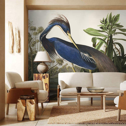Tropical Bird Jungle Scene Mural Wallpaper in living room