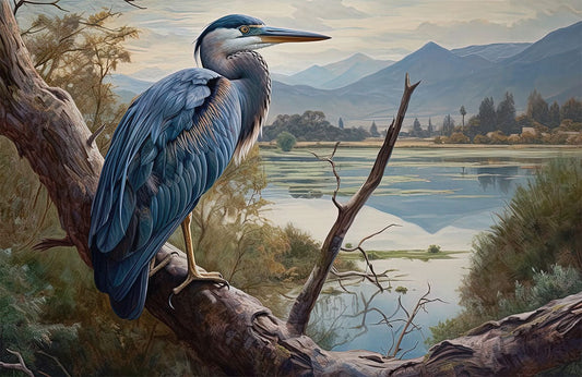 Majestic Heron Nature Landscape Mural Wallpaper