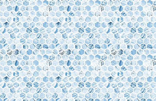 Blue Repeat Hexagon Custom Wallpaper Mural
