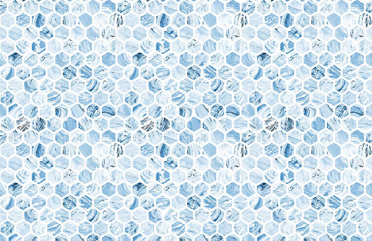 Blue Repeat Hexagon Custom Wallpaper Mural