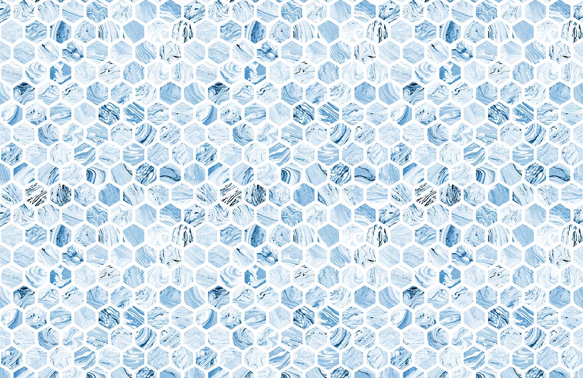 Blue Repeat Hexagon Custom Wallpaper Mural