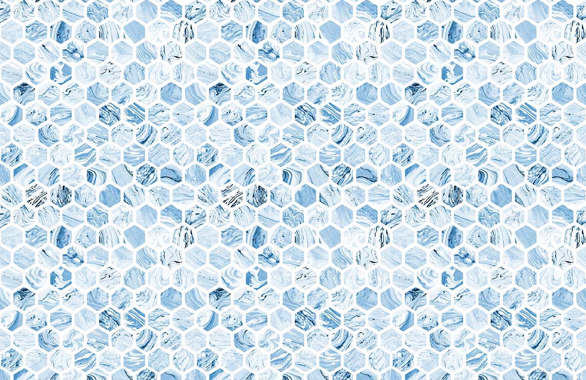 Abstract Geometric Blue Ice Mural Wallpaper