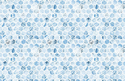 Blue Repeat Hexagon Custom Wallpaper Mural
