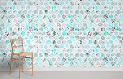 Turquoise Hexagon Wallpaper For Room