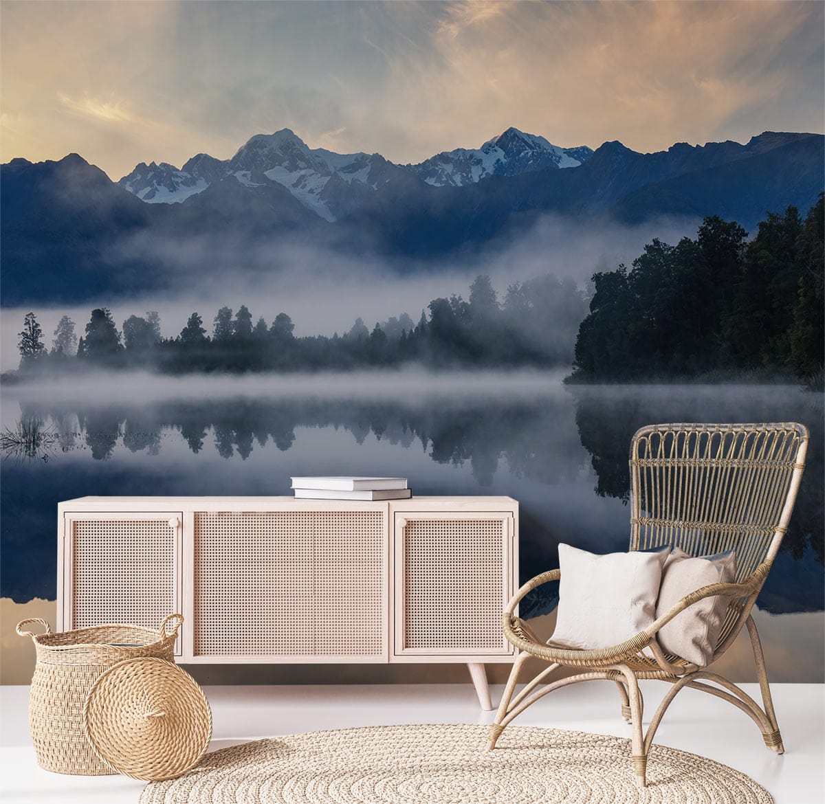 Lake & Mountain Landscape Custom Wallpaper Design