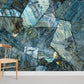 blue marble textured stone mural wallpaper