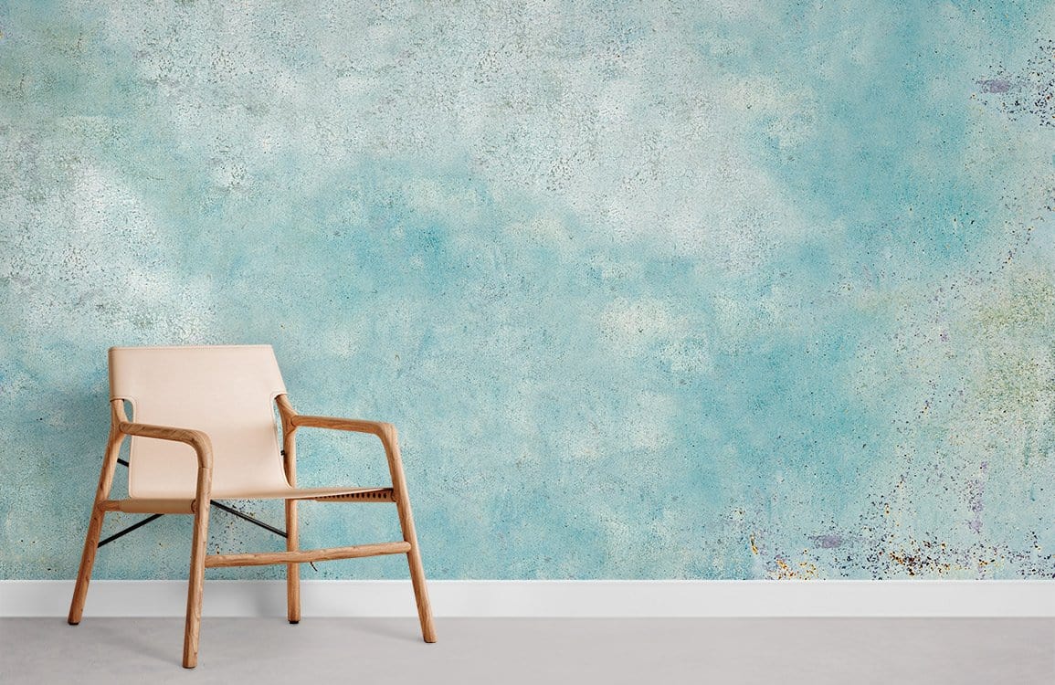 Aged Turquoise Abstract Art Mural Wallpaper