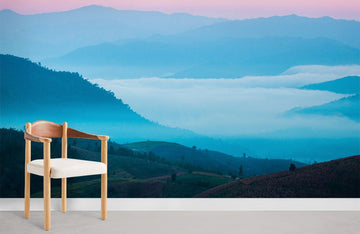 Misty Mountain Sunrise Landscape Wall Mural