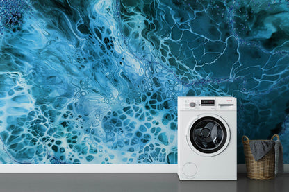 Bathroom Wall Decoration Featuring an Ocean Eyes Marble Wallpaper Mural