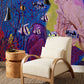 Wallpaper mural featuring a blue ocean ground design, perfect for use in hallway decor