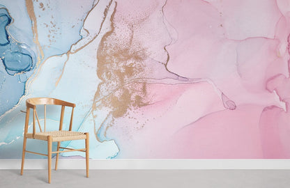 Abstract Pink Gold Blue Mural Wallpaper