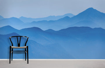 Serene Blue Mountain Landscape Mural Wallpaper
