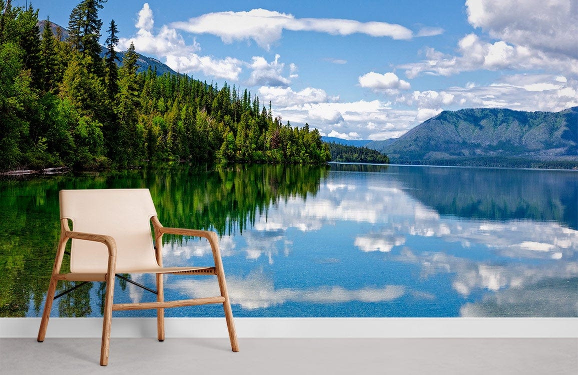 Blue Sky & Lake Scenery Wallpaper Home Decor