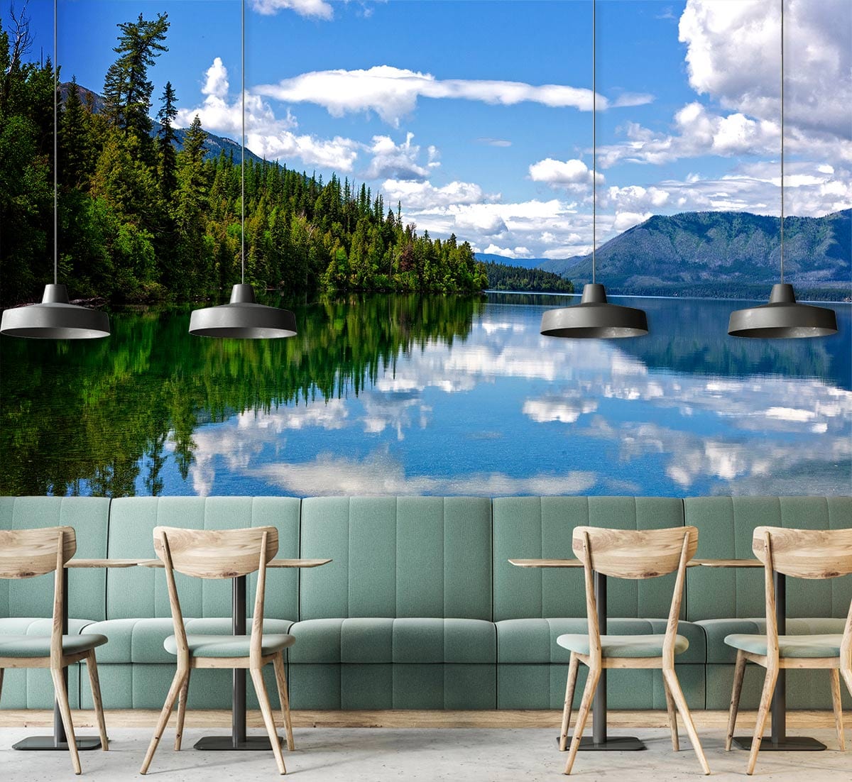 Blue Sky & Lake Scenery Wallpaper Custom Decoration Idea