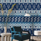 Blue Sweater Texture Living Room Custom Art Design