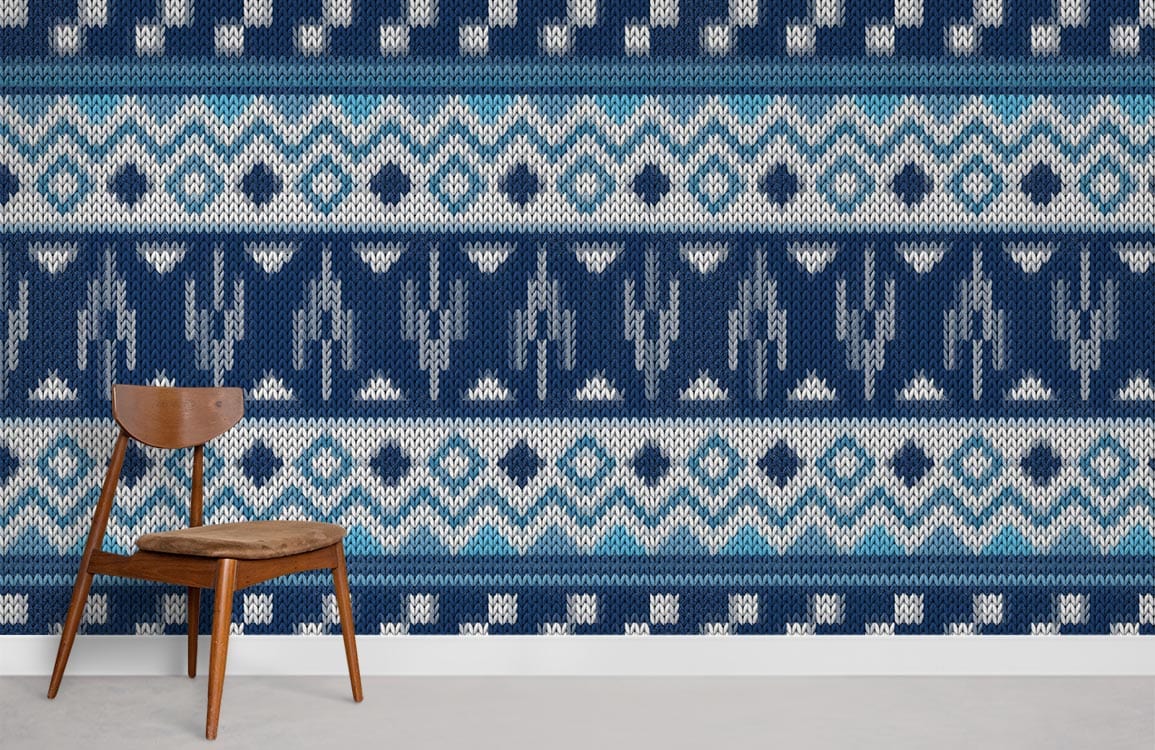 Blue Sweater Texture Room Wallpaper Mural Decoration Idea