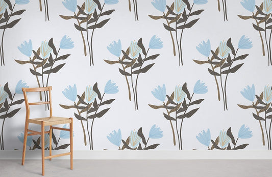 Blue Tulips Flower Wallpaper Hoem Decor