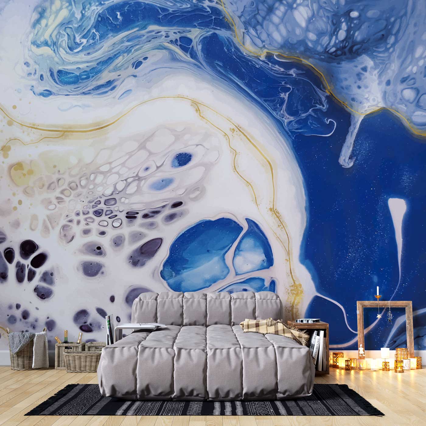 Decorate Your Living Room With Mud Flow Marble Wallpaper Mural