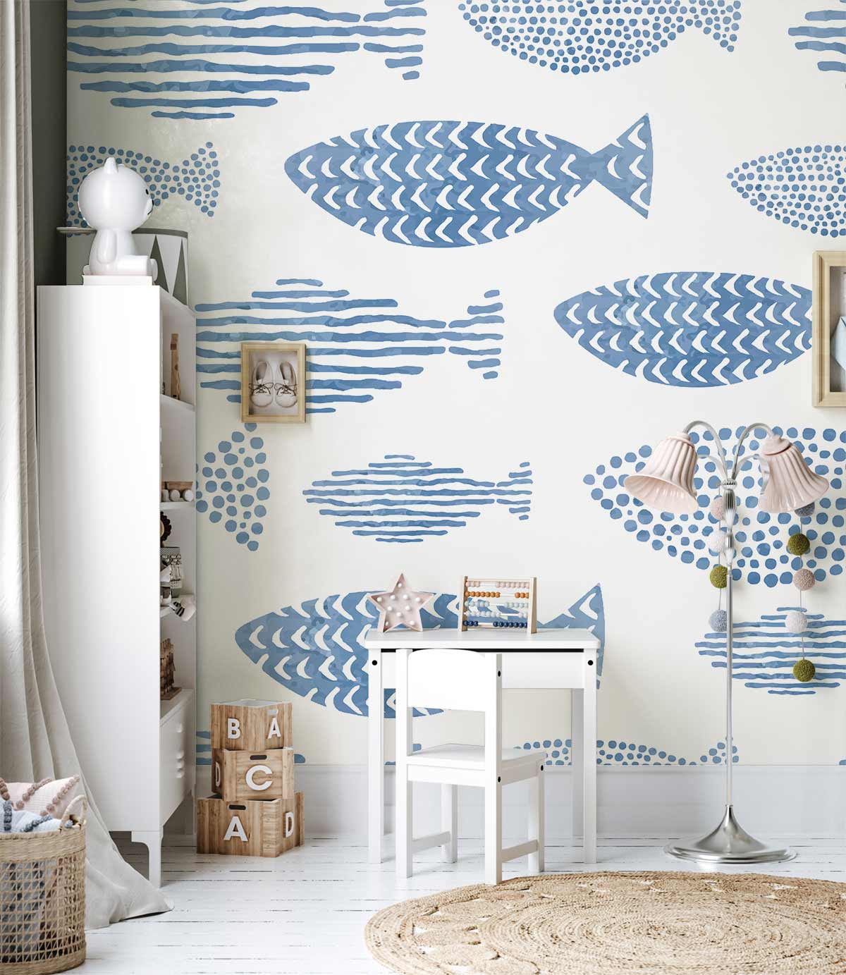 fish pattern art mural wallpaper decoration