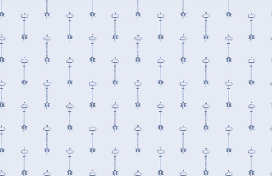 Vintage Key Pattern Blue Mural Wallpaper